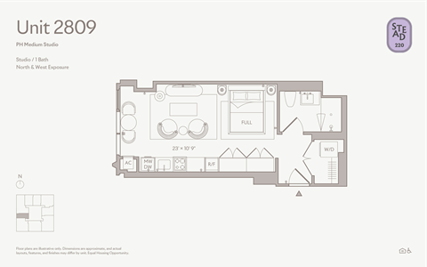 Floor plan for studio, 1 bath, 470 sqft